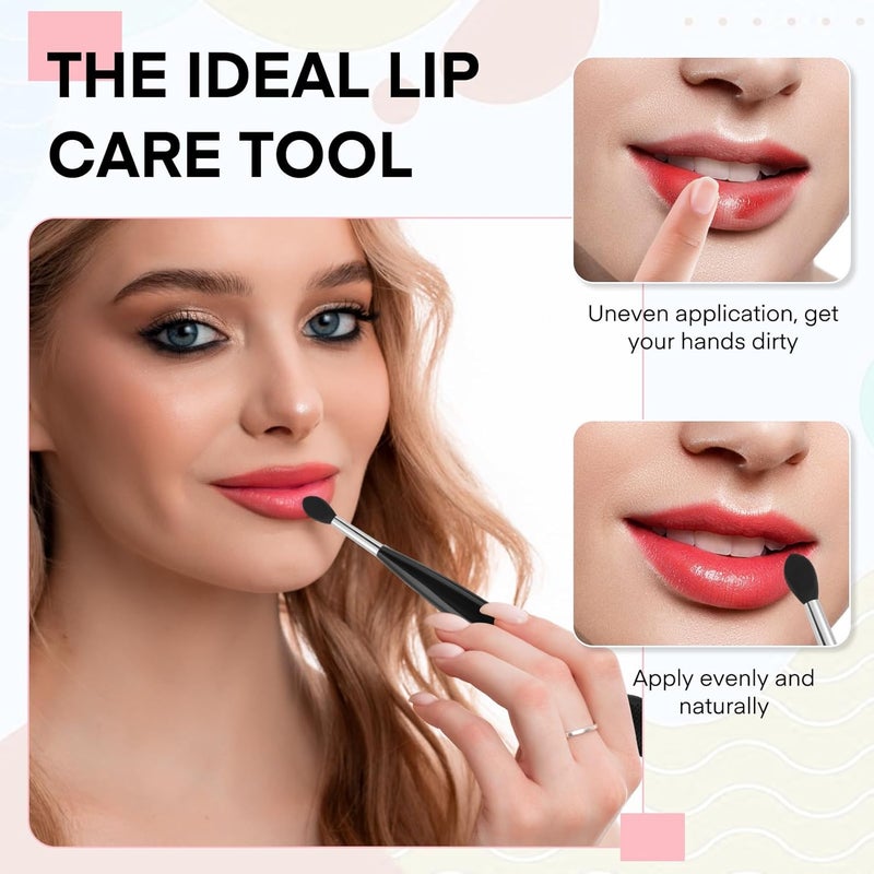 Unaone Lip Scrub Brush - 3 PCS Dual-ended Lip Scrubber Exfoliator and Silicone Lip Brush, 2-in-1 Silicone Lip Scrub Tool Lip Mask Applicator, Gentle Exfoliator & Applicator for Soft - Image 5